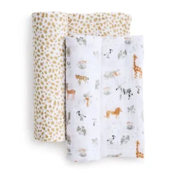 Cotton Muslin Swaddles (2) - Giraffe Safari