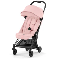 Coya Stroller - Matte Black Frame with Peach Pink Seat