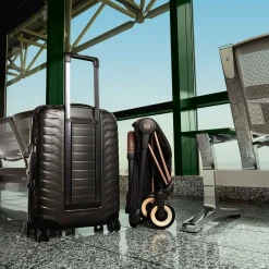 Coya Stroller - Matte Black Frame with Peach Pink Seat