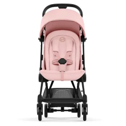 Coya Stroller - Matte Black Frame with Peach Pink Seat
