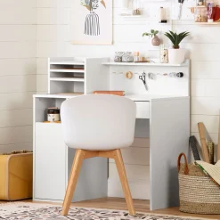 Craft Table with Hutch - Crea Pure White