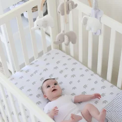 Crib Fitted Sheet - Grey Elephant