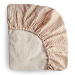 Crib Fitted Sheet Muslin - Natural Stripe