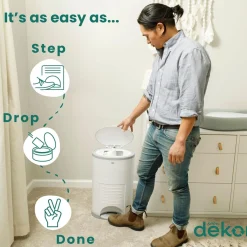 Diaper Pails Dekor Eko Pl Whit