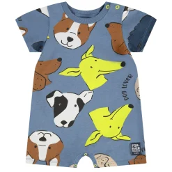 Dogs Blue Romper 3-18m