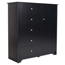 Door Chest with 5 Drawers - Vito Pure Black