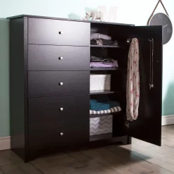 Door Chest with 5 Drawers - Vito Pure Black
