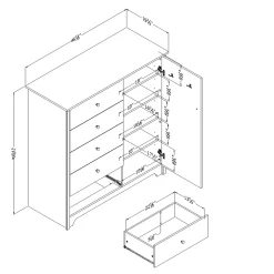 Door Chest with 5 Drawers - Vito Pure Black