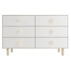 Dot 6 Drawer Dresser - Whte/ Natural