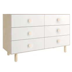 Dot 6 Drawer Dresser - Whte/ Natural