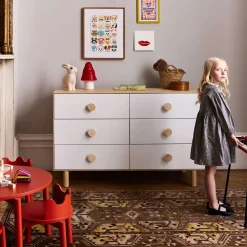 Dot 6 Drawer Dresser - Whte/ Natural