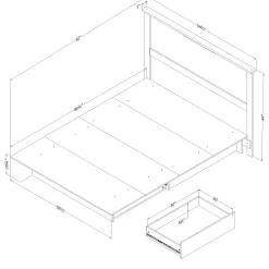 Double / Queen Bed and Headboard Set - Step One Pure Black