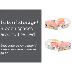 Double Bed with Storage and Baskets - Flexible Pure White