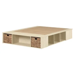 Double Storage Bed with Baskets - Avilla Bleached Oak