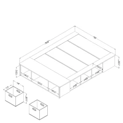 Double Storage Bed with Baskets - Avilla Bleached Oak