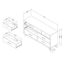 7-Drawer Double Dresser - Flam Natural Walnut and Matte Black
