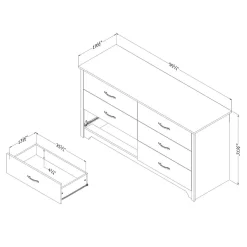 6-Drawer Double Dresser - Fusion Gray Oak