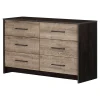 6-Drawer Double Dresser - Londen Rubbed Black and Weathered Oak