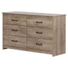 6-Drawer Double Dresser - Tassio Weathered Oak