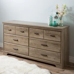 6-Drawer Double Dresser - Versa Weathered Oak
