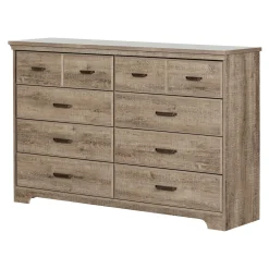 8-Drawer Double Dresser - Versa Weathered Oak