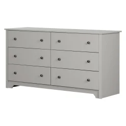 6-Drawer Double Dresser - Vito Soft Gray