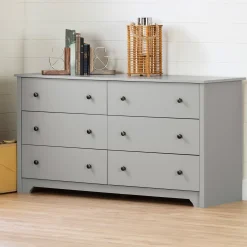 6-Drawer Double Dresser - Vito Soft Gray