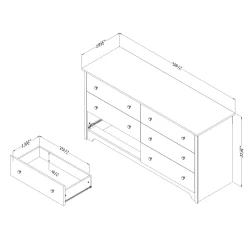 6-Drawer Double Dresser - Vito Soft Gray