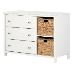 3-Drawer Dresser with Baskets - Balka Pure White