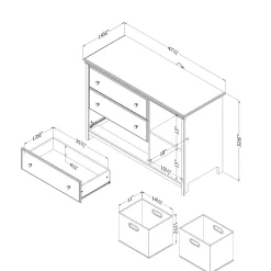 3-Drawer Dresser with Baskets - Cotton Candy Bleached Oak
