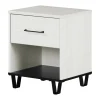1-Drawer Nightstand - Arlen White Pine and Black Matte