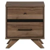 2-Drawer Nightstand - Flam Natural Walnut and Matte Black