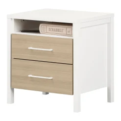2-Drawer Nightstand - Munich White and Soft Elm
