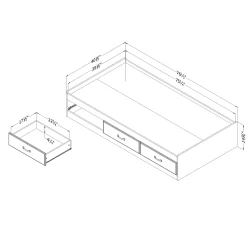 3-Drawer Twin Bed - Ulysses Winter Oak