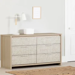 6-Drawers Dresser - - Munich Soft Elm and White