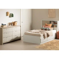 6-Drawers Dresser - - Munich Soft Elm and White