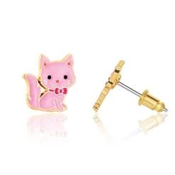 Earrings - pink Cat
