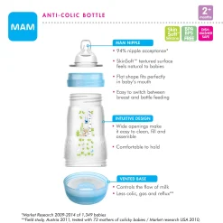 Easy Start Anti-Colic Baby 9oz Bottle (2) - Grey/Ivory