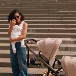 eGazelle S Electronic Assist Stroller - Taupe Frame with Almond Beige Seat