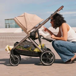 eGazelle S Electronic Assist Stroller - Taupe Frame with Almond Beige Seat