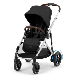 eGazelle S Electronic Assist Stroller - Silver Frame with Moon Black Seat