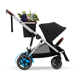 eGazelle S Electronic Assist Stroller - Silver Frame with Moon Black Seat