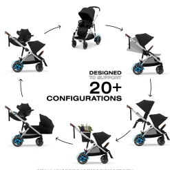eGazelle S Electronic Assist Stroller - Silver Frame with Moon Black Seat