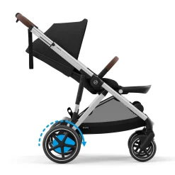 eGazelle S Electronic Assist Stroller - Silver Frame with Moon Black Seat