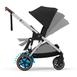eGazelle S Electronic Assist Stroller - Silver Frame with Moon Black Seat