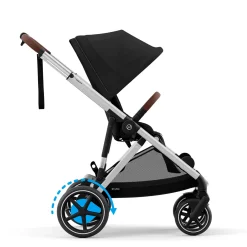 eGazelle S Electronic Assist Stroller - Silver Frame with Moon Black Seat
