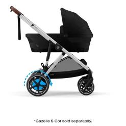 eGazelle S Electronic Assist Stroller - Silver Frame with Moon Black Seat