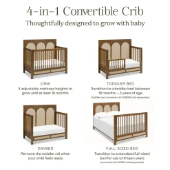 Eloise 4-in-1 Convertible Crib - Walnut & Performance Sand Eco-Weave