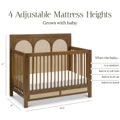 Eloise 4-in-1 Convertible Crib - Walnut & Performance Sand Eco-Weave
