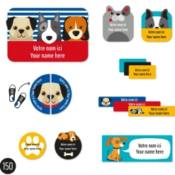 Essential Name Labels - Blue dogs